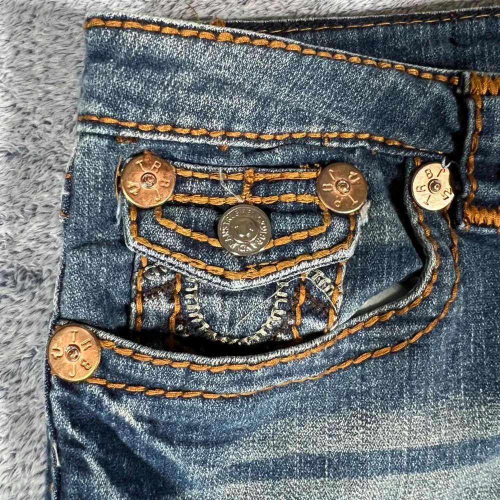 True Religion Joey Big T Flare Jeans‎ Medium Wash Blue Denim Size 34